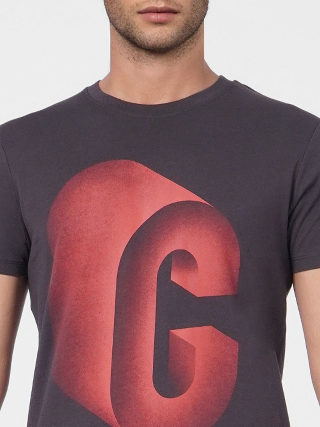 Black Graphic Print Crew Neck T-shirt