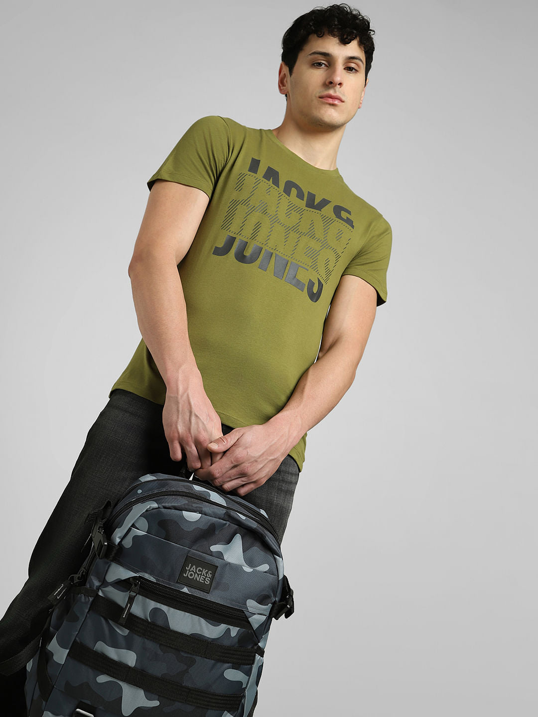 Green Graphic Print Crew Neck T-shirt - S