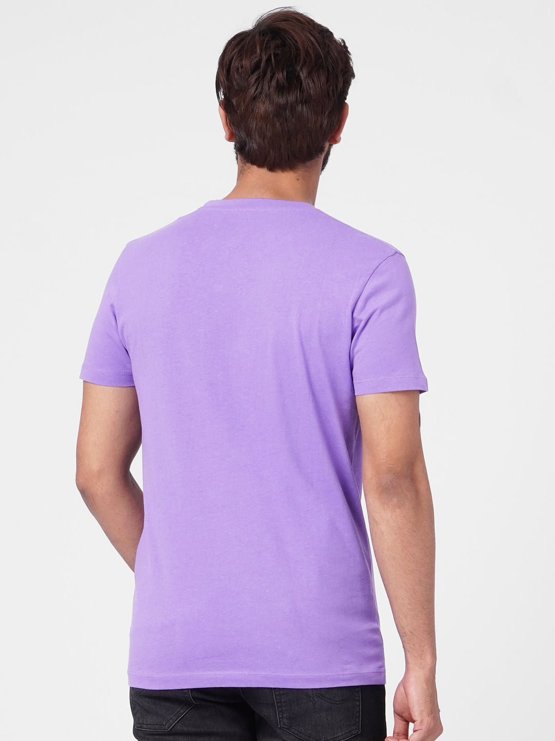 Purple Graphic Print Crew Neck T-shirt