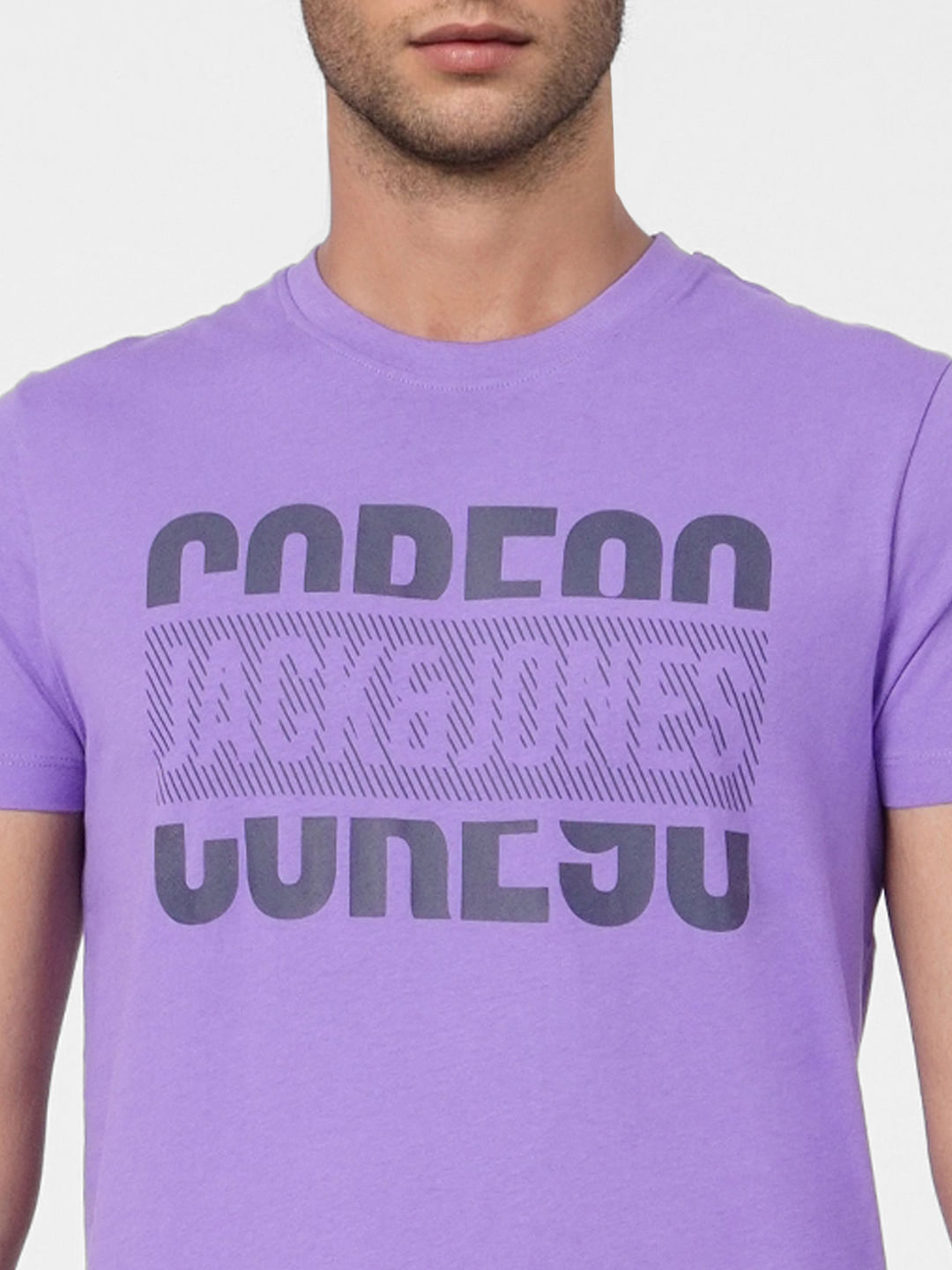 Purple Graphic Print Crew Neck T-shirt