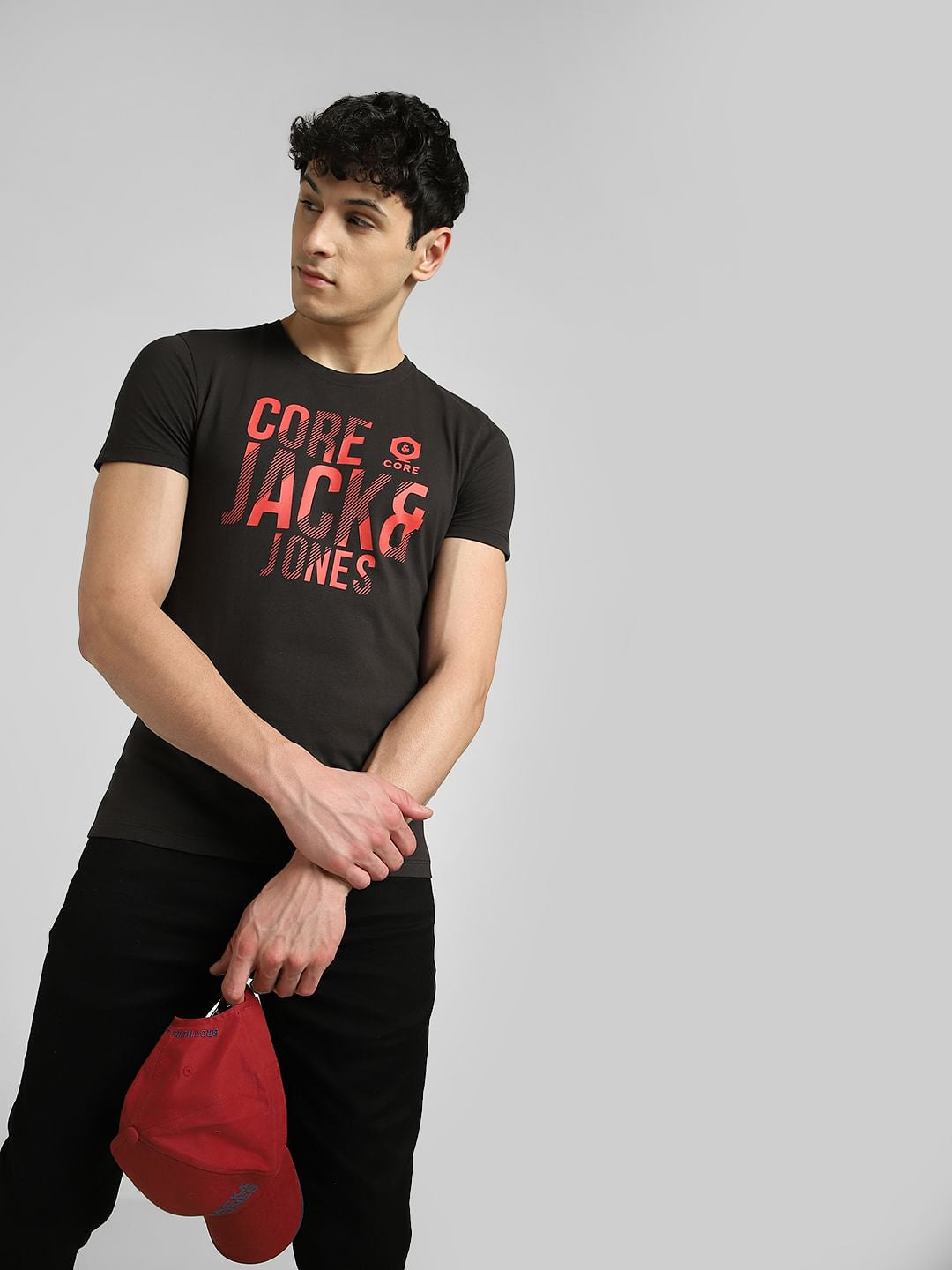 Black Graphic Print Crew Neck T-shirt - S