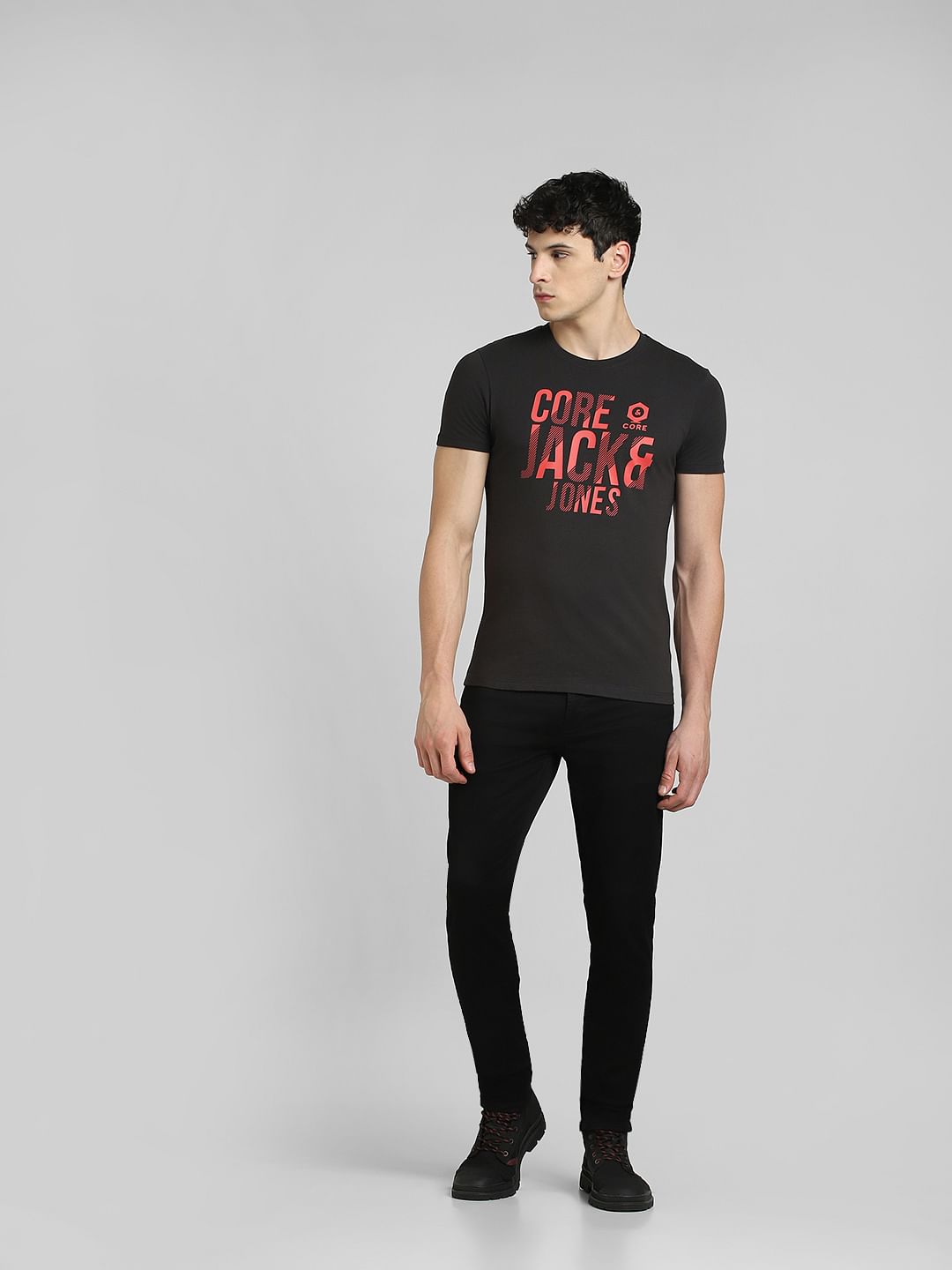 Black Graphic Print Crew Neck T-shirt