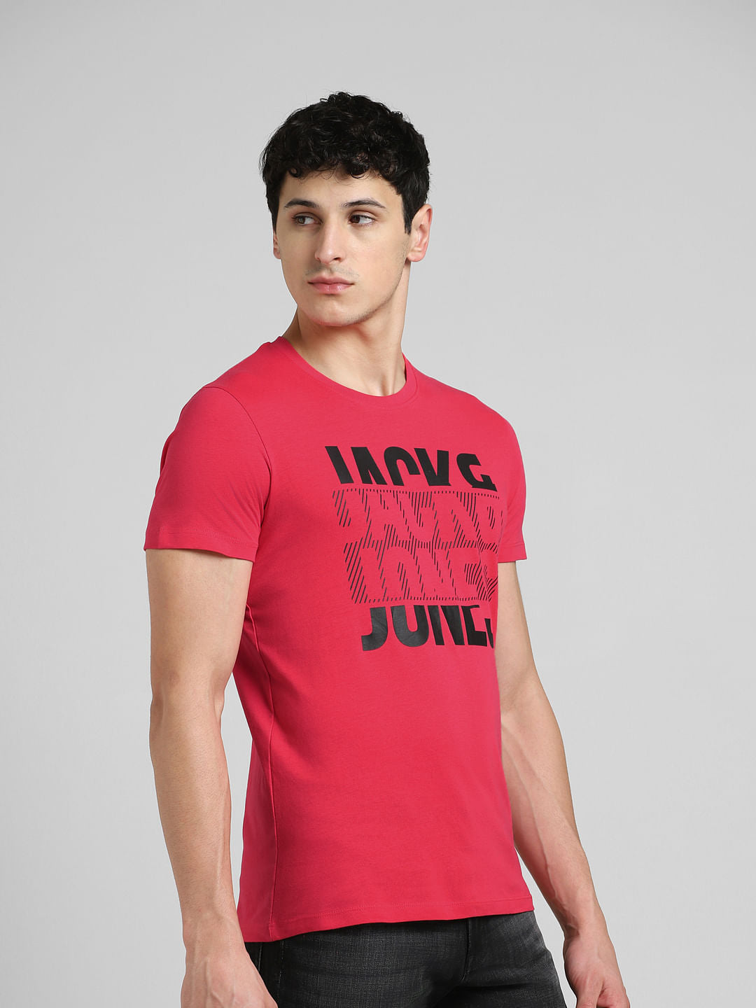 Pink Graphic Print Crew Neck T-shirt