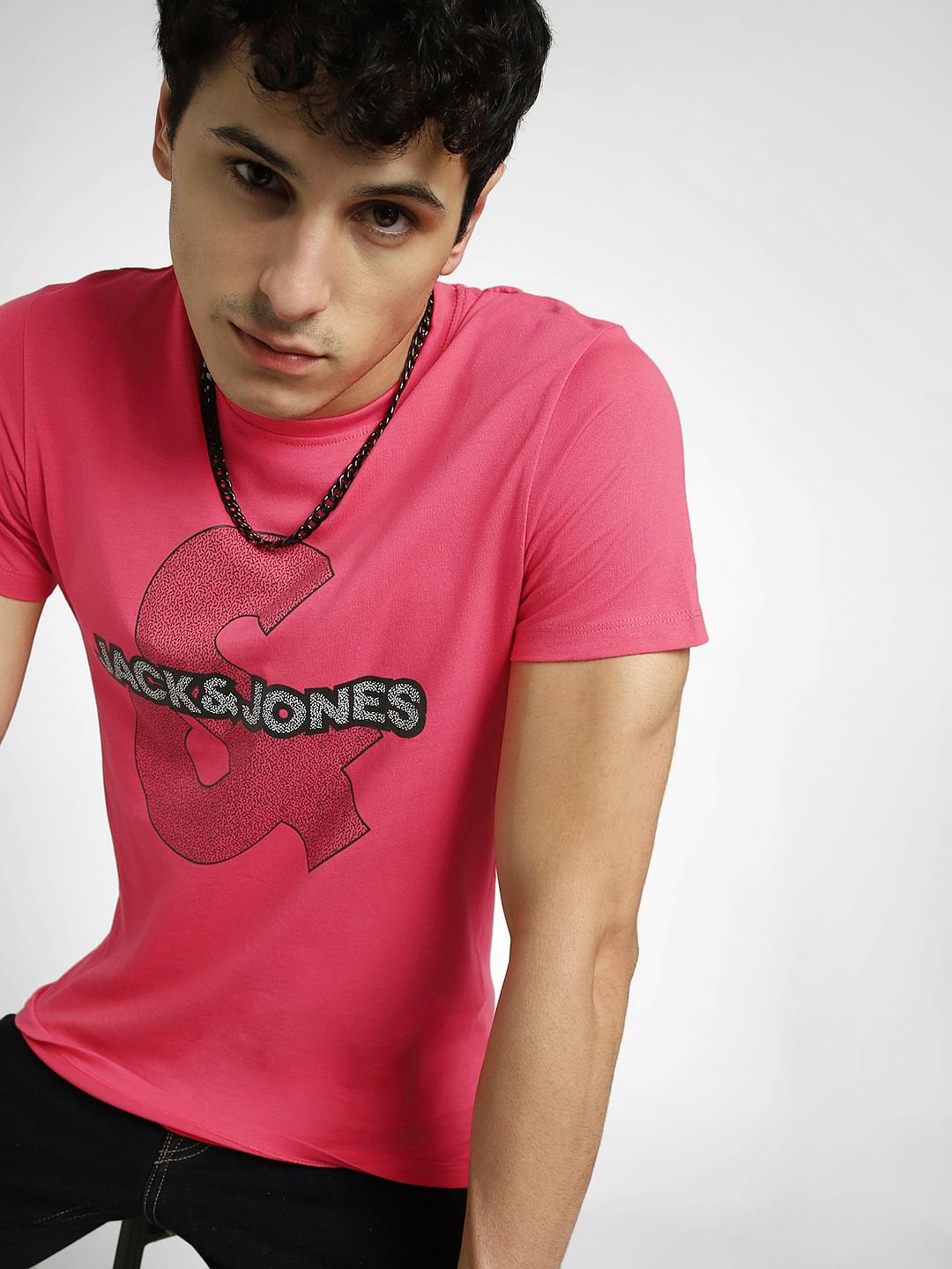 Pink Graphic Print Crew Neck T-shirt - S