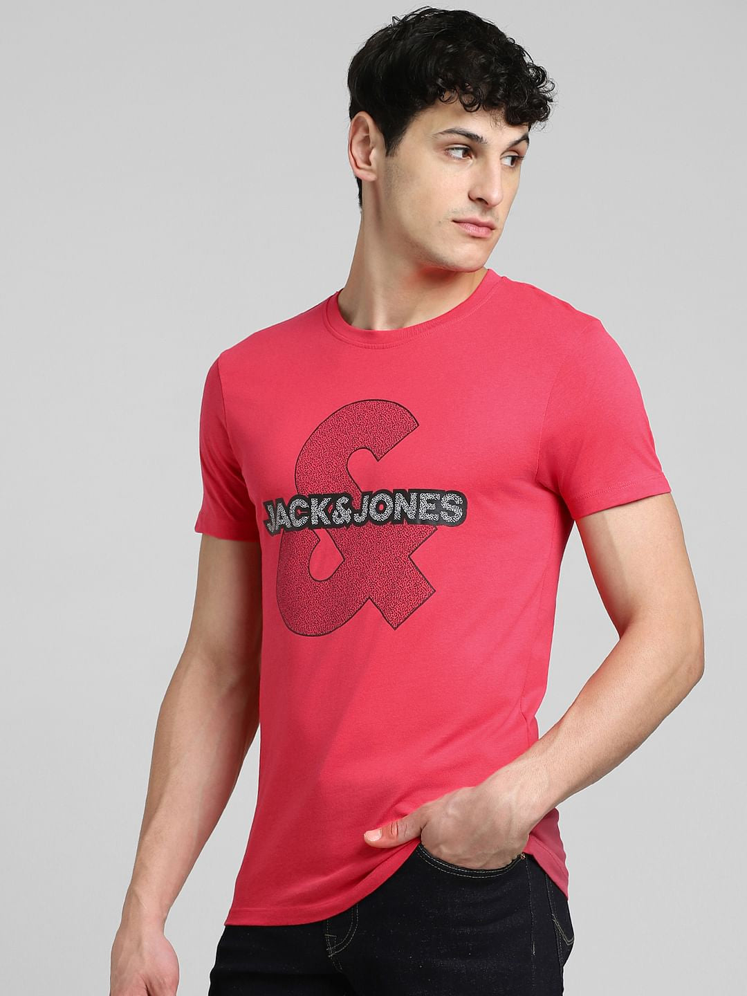 Pink Graphic Print Crew Neck T-shirt