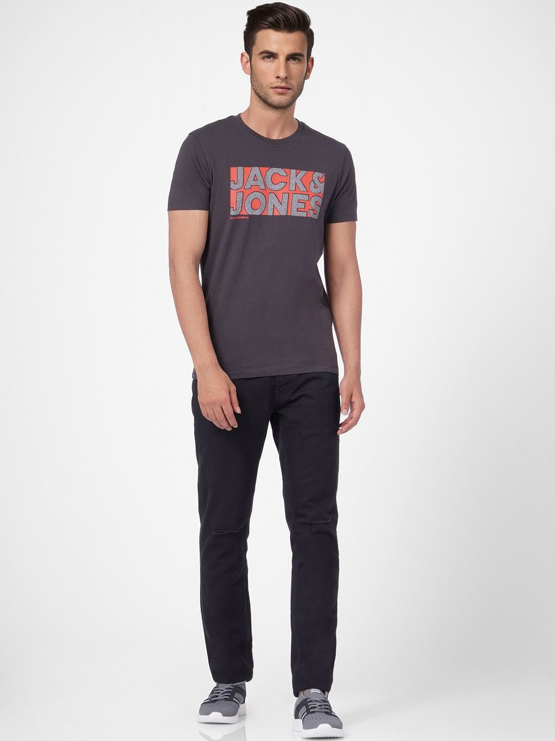 Black Graphic Print Crew Neck T-shirt