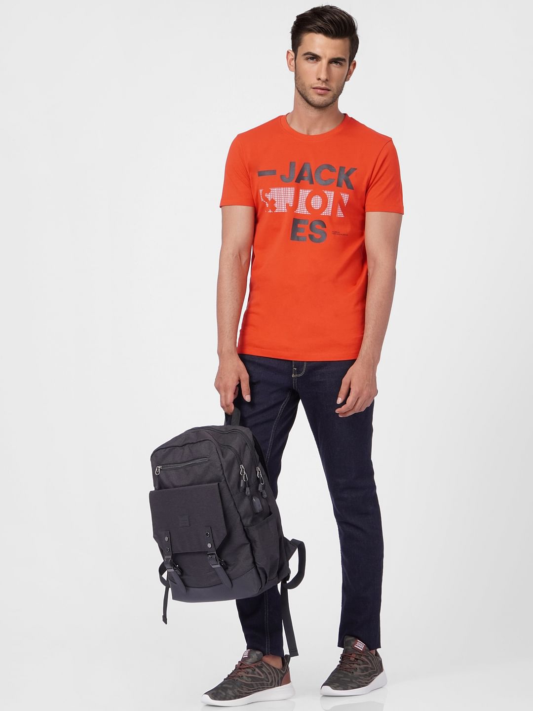 Red Graphic Print Crew Neck T-shirt - S