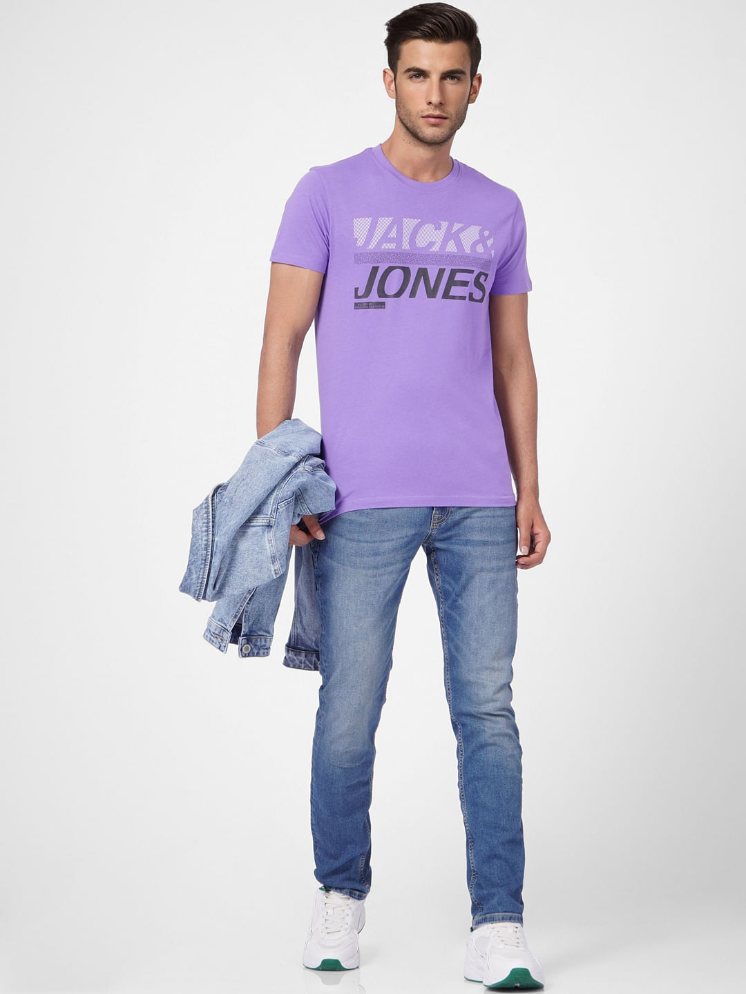 Purple Graphic Print Crew Neck T-shirt