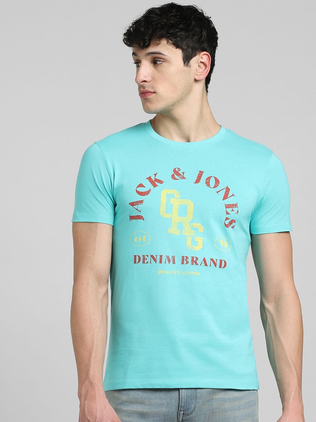 Turquoise Graphic Print Crew Neck T-shirt