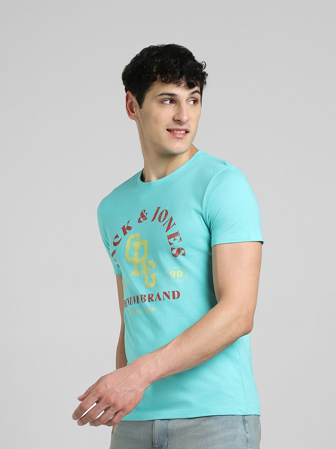 Turquoise Graphic Print Crew Neck T-shirt