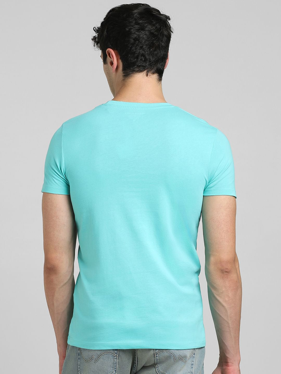 Turquoise Graphic Print Crew Neck T-shirt