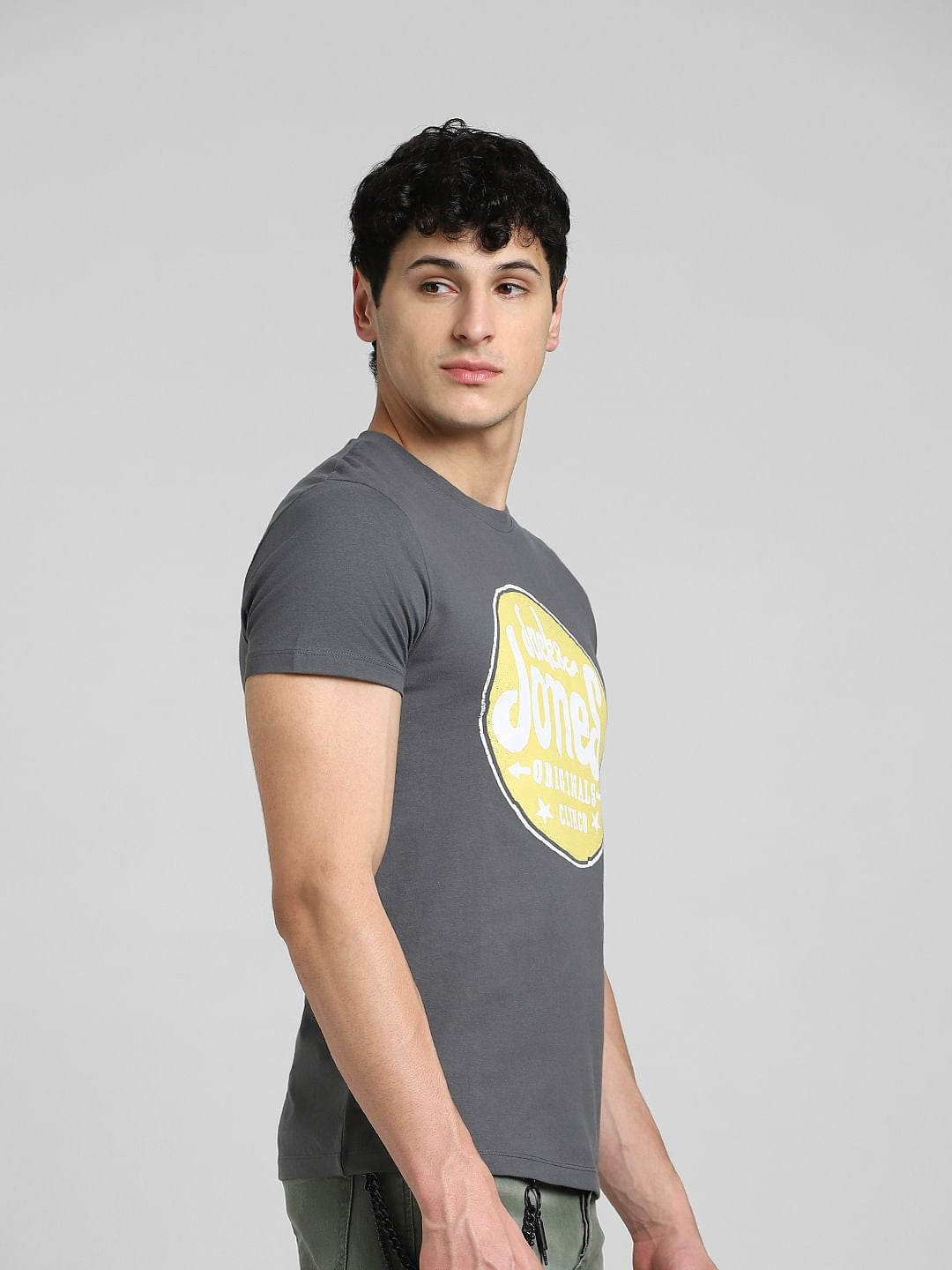 Grey Graphic Print Crew Neck T-shirt