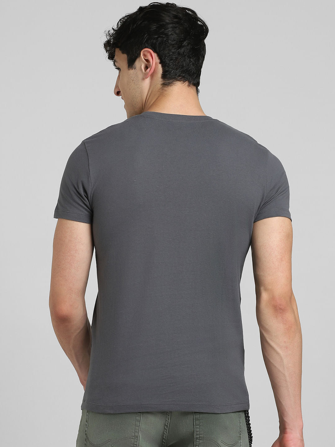 Grey Graphic Print Crew Neck T-shirt