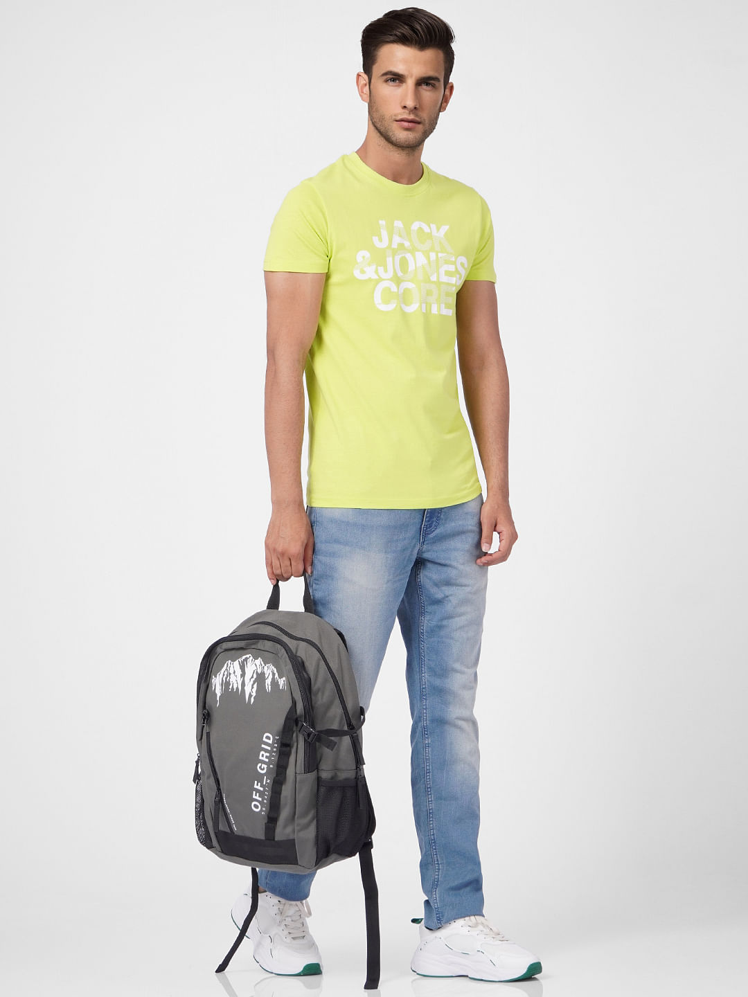 Yellow Graphic Print Crew Neck T-shirt - S