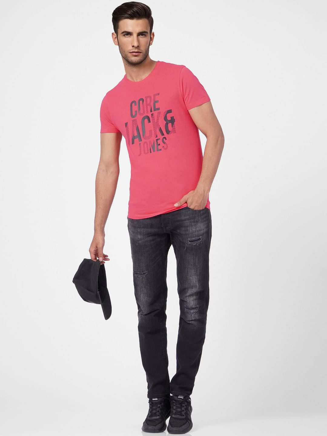 Pink Graphic Print Crew Neck T-shirt