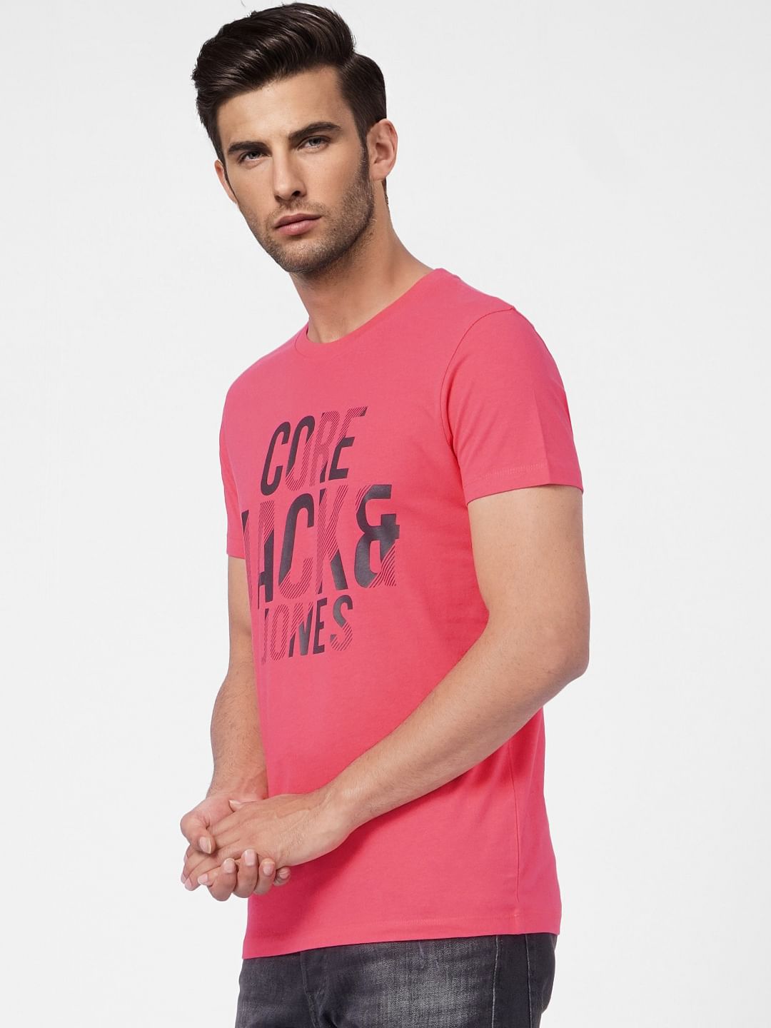 Pink Graphic Print Crew Neck T-shirt