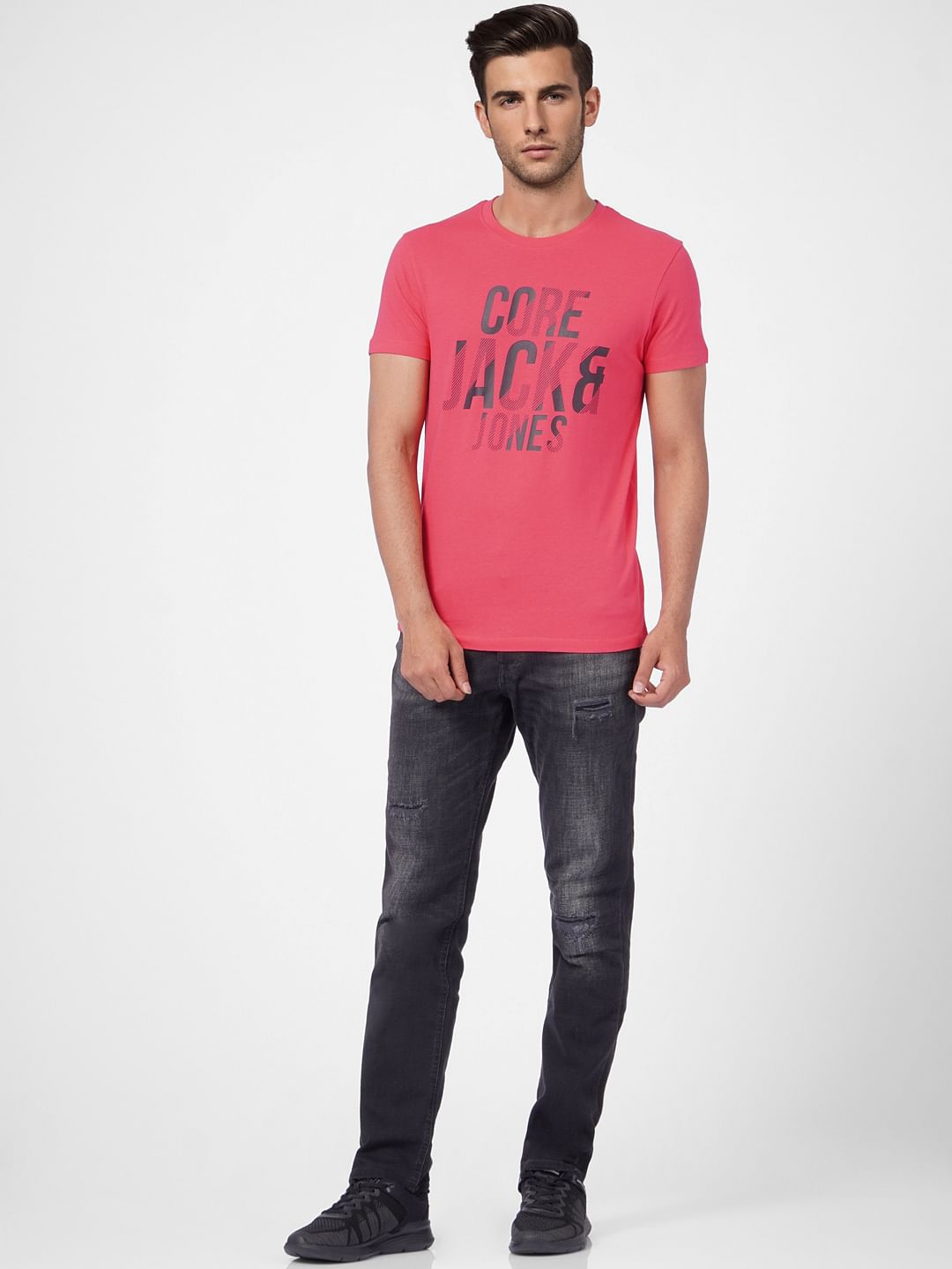 Pink Graphic Print Crew Neck T-shirt