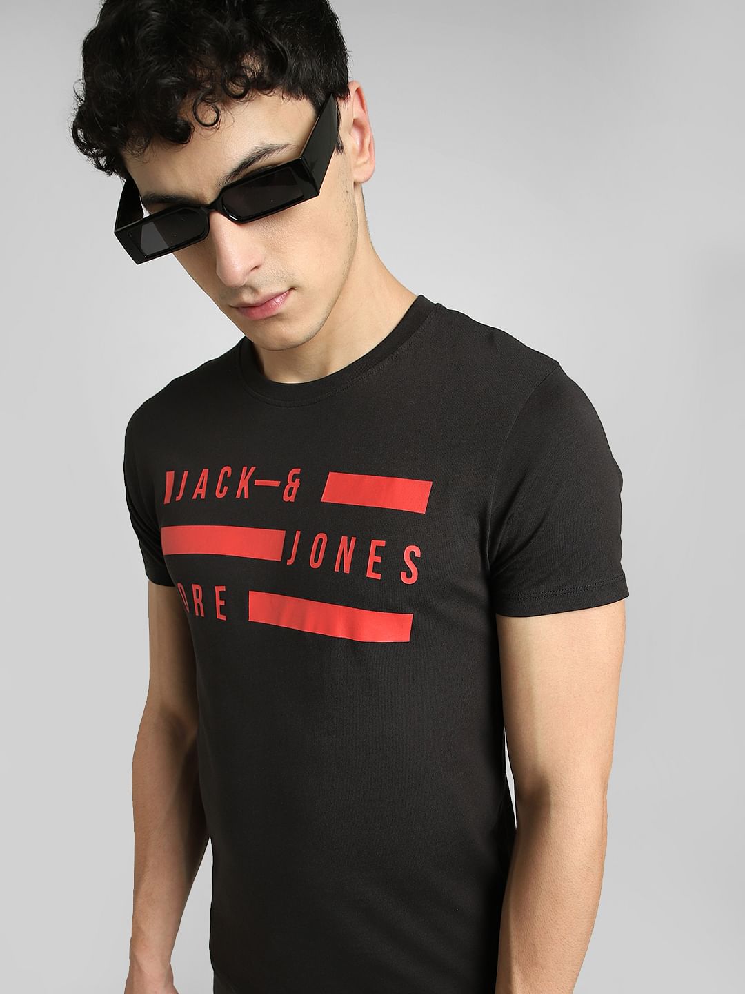 Black Graphic Print Crew Neck T-shirt