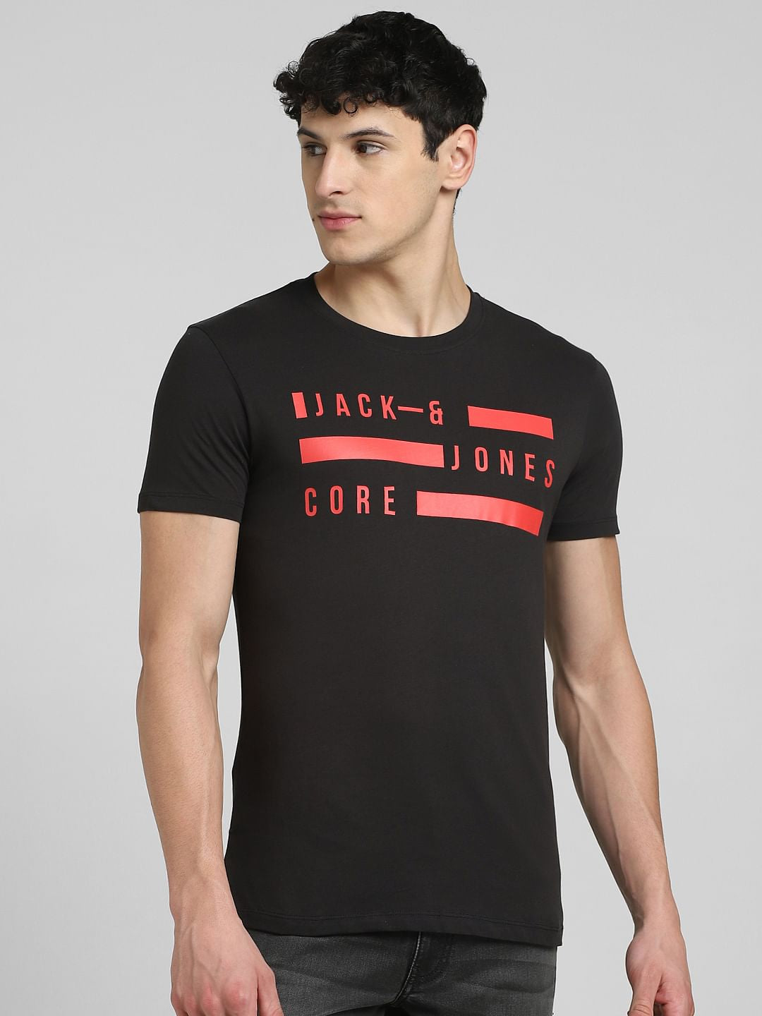 Black Graphic Print Crew Neck T-shirt