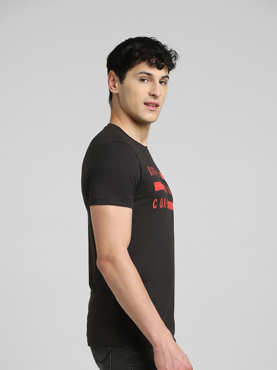 Black Graphic Print Crew Neck T-shirt