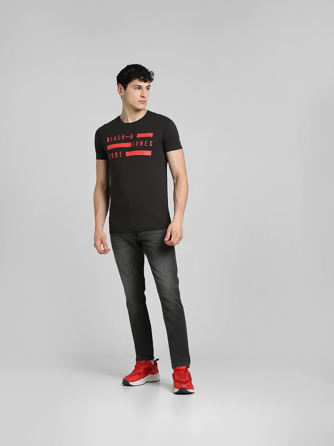 Black Graphic Print Crew Neck T-shirt