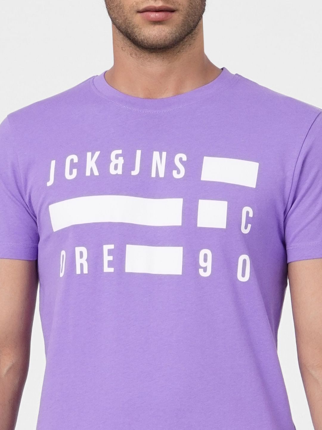 Purple Graphic Print Crew Neck T-shirt