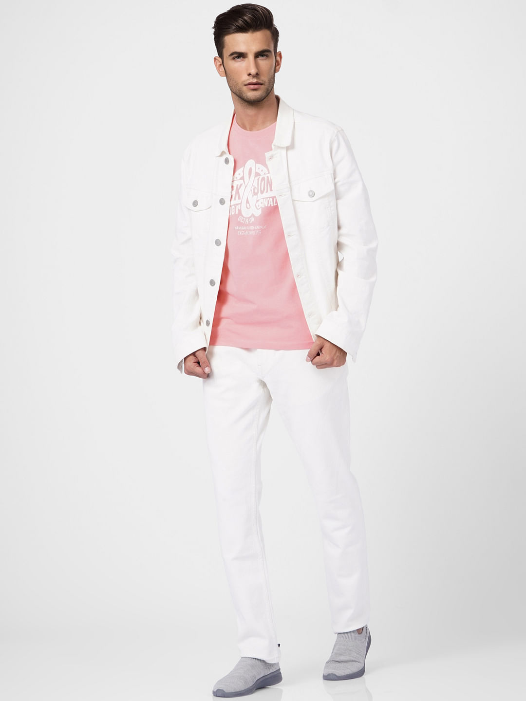 Pink Logo Print Crew Neck T-shirt