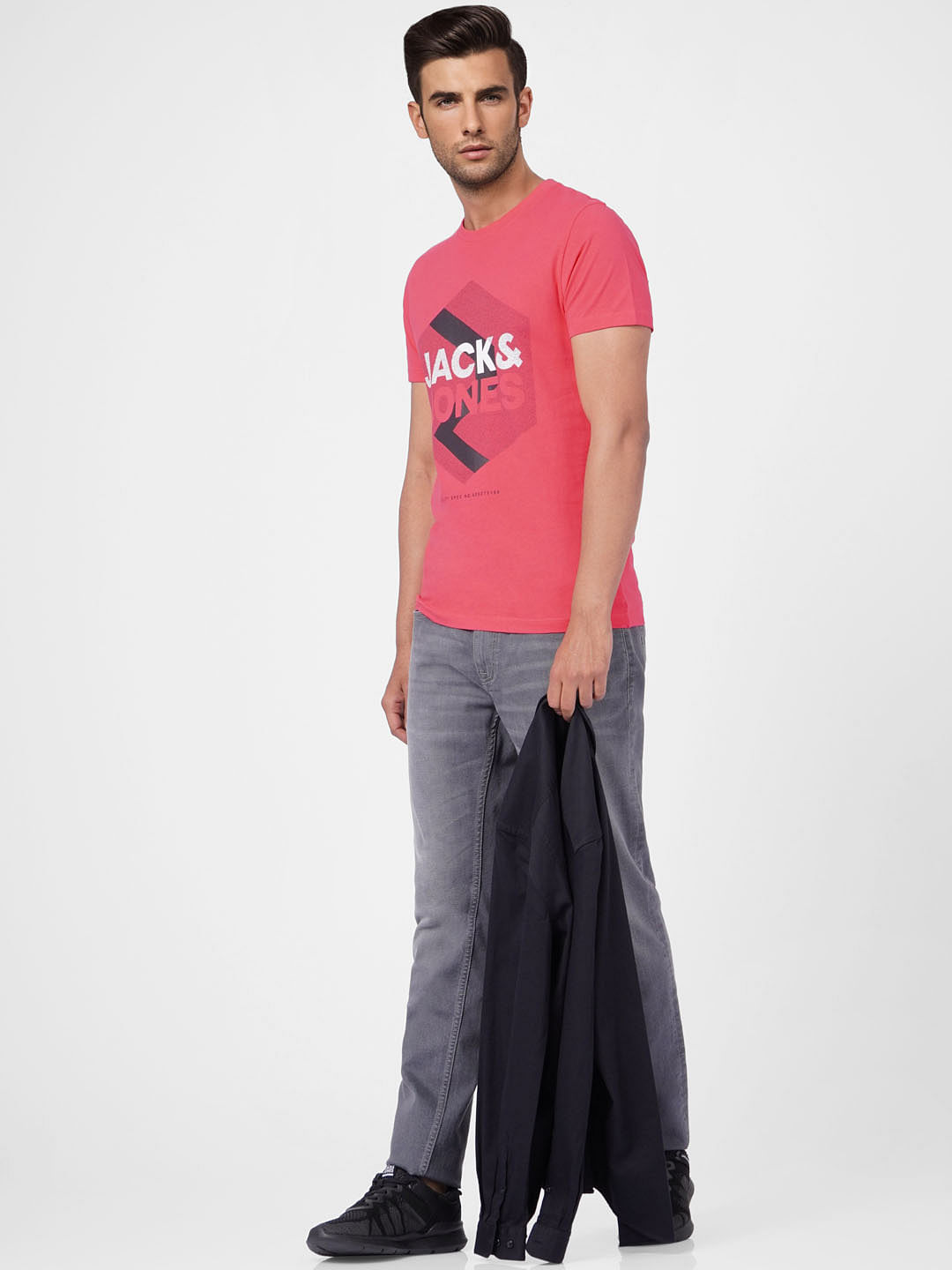 Pink Graphic Print Crew Neck T-shirt - S