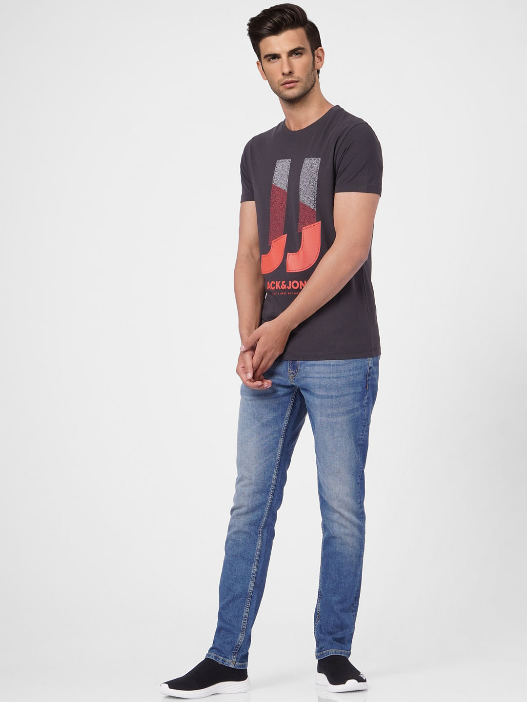 Black Graphic Print Crew Neck T-shirt