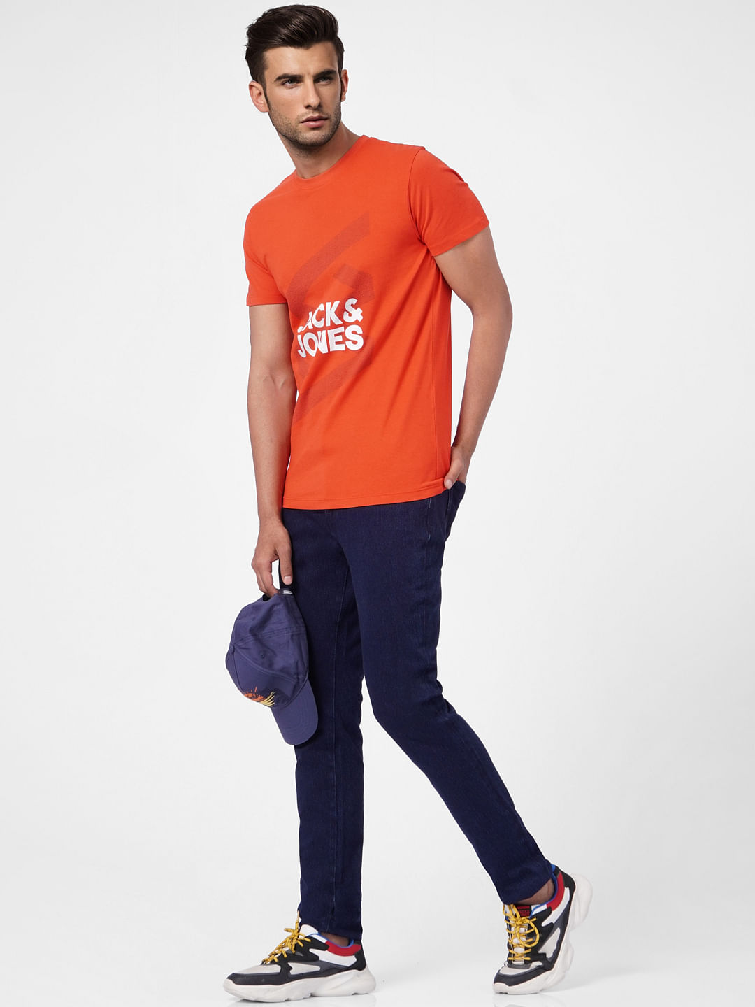 Red Graphic Print Crew Neck T-shirt - S