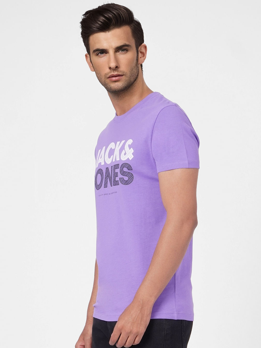 Purple Graphic Print Crew Neck T-shirt