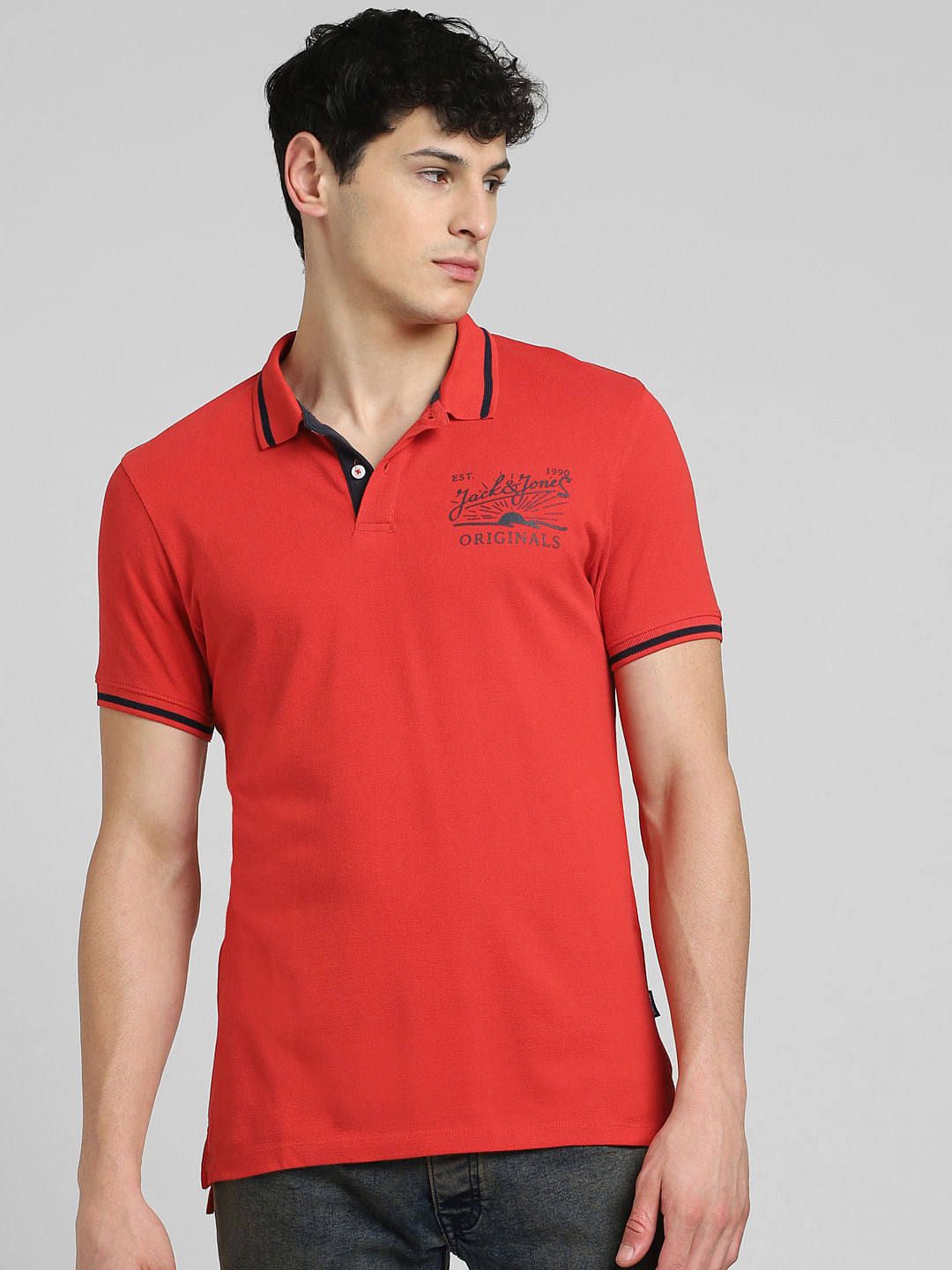 Red Polo Neck T-shirt