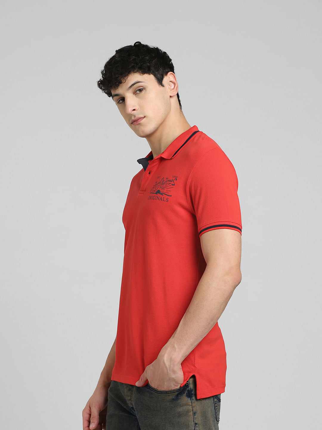 Red Polo Neck T-shirt