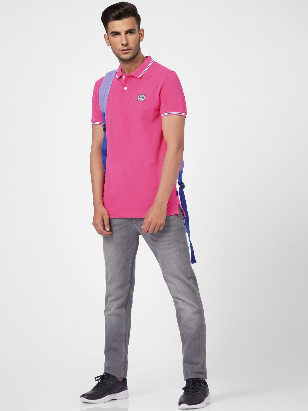 Pink Polo Neck T-shirt - S