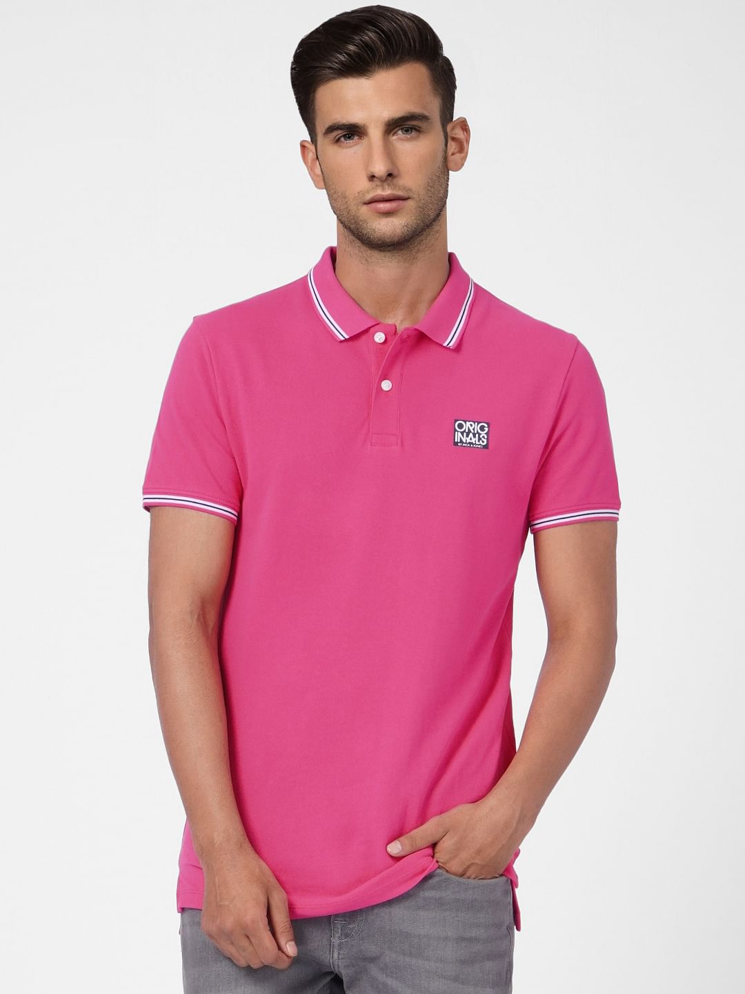 Pink Polo Neck T-shirt