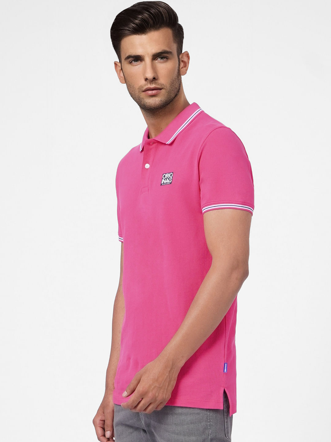 Pink Polo Neck T-shirt
