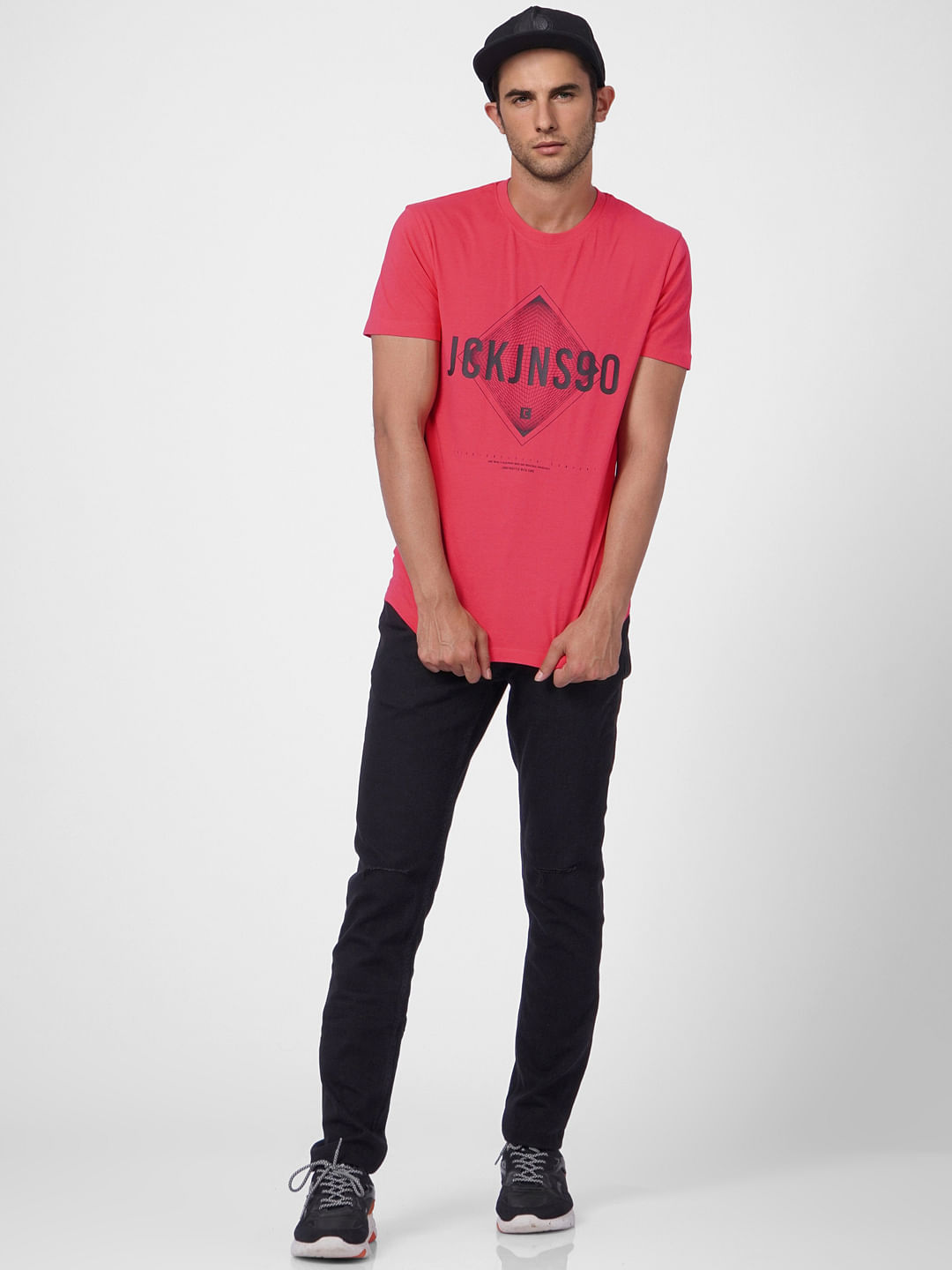 Pink Graphic Print Crew Neck T-shirt