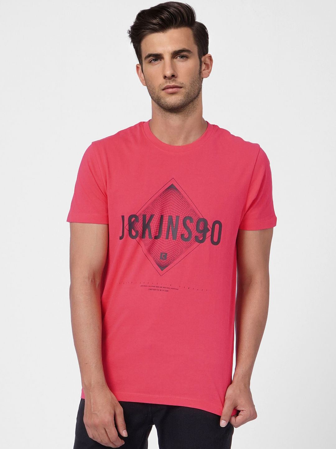 Pink Graphic Print Crew Neck T-shirt