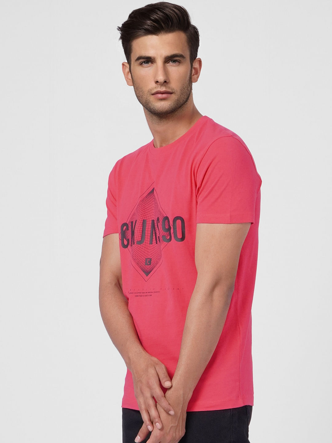 Pink Graphic Print Crew Neck T-shirt