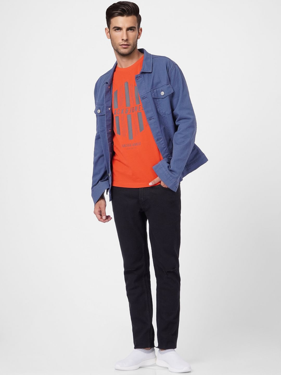 Orange Graphic Crew Neck T-shirt