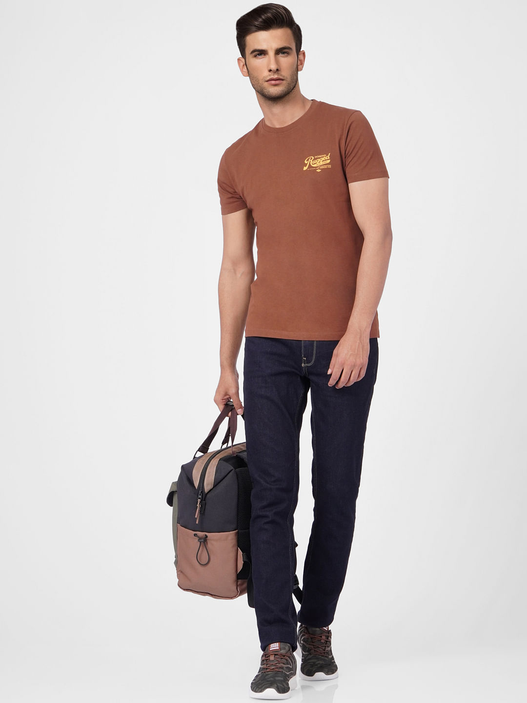 Brown Crew Neck T-shirt - S