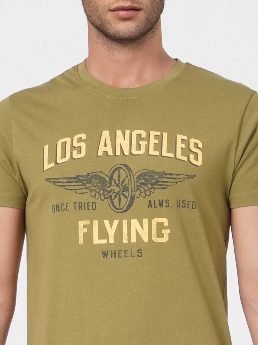 Green Graphic Print Crew Neck T-shirt