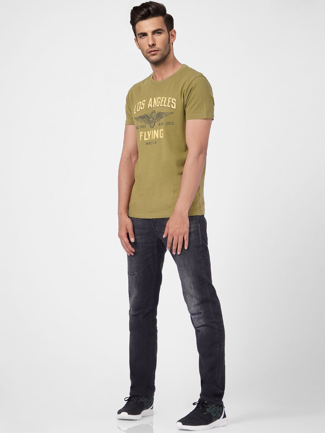 Green Graphic Print Crew Neck T-shirt