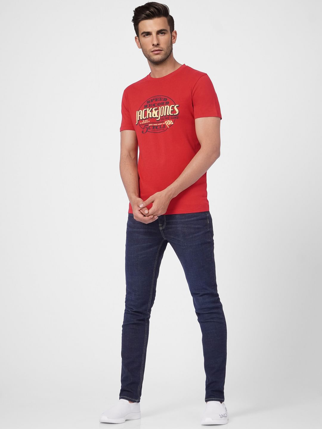 Red Graphic Print Crew Neck T-shirt