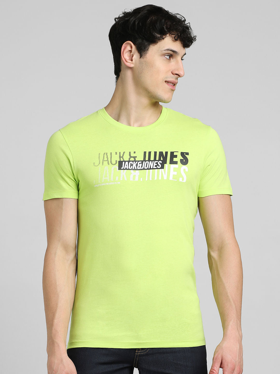 Lime Green Graphic Print Crew Neck T-shirt
