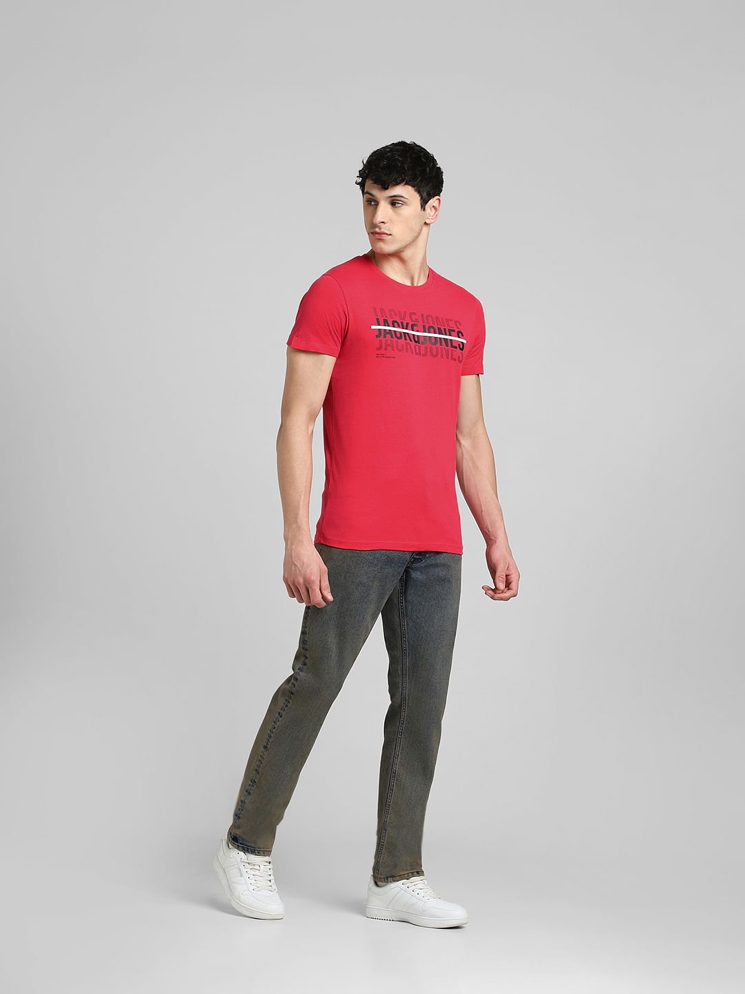 Red Graphic Print Crew Neck T-Shirt