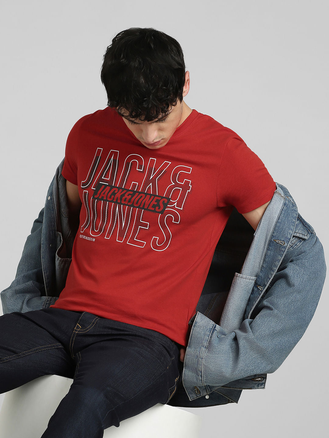 Red Graphic Print Crew Neck T-shirt