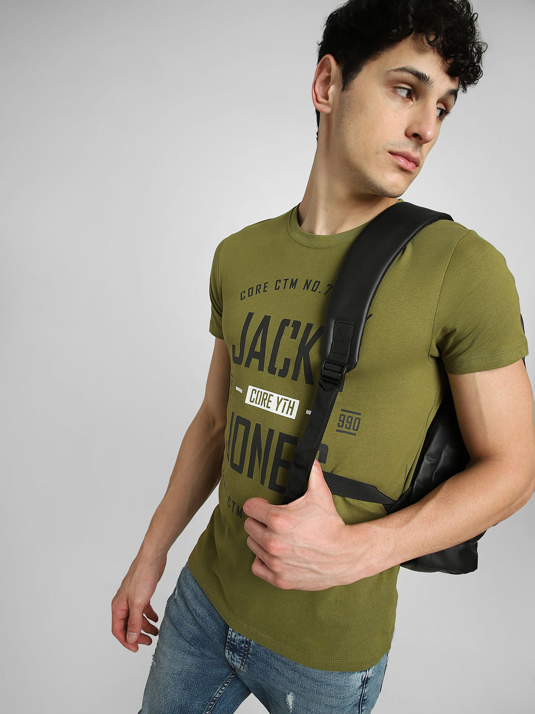 Green Graphic Print Crew Neck T-shirt - S