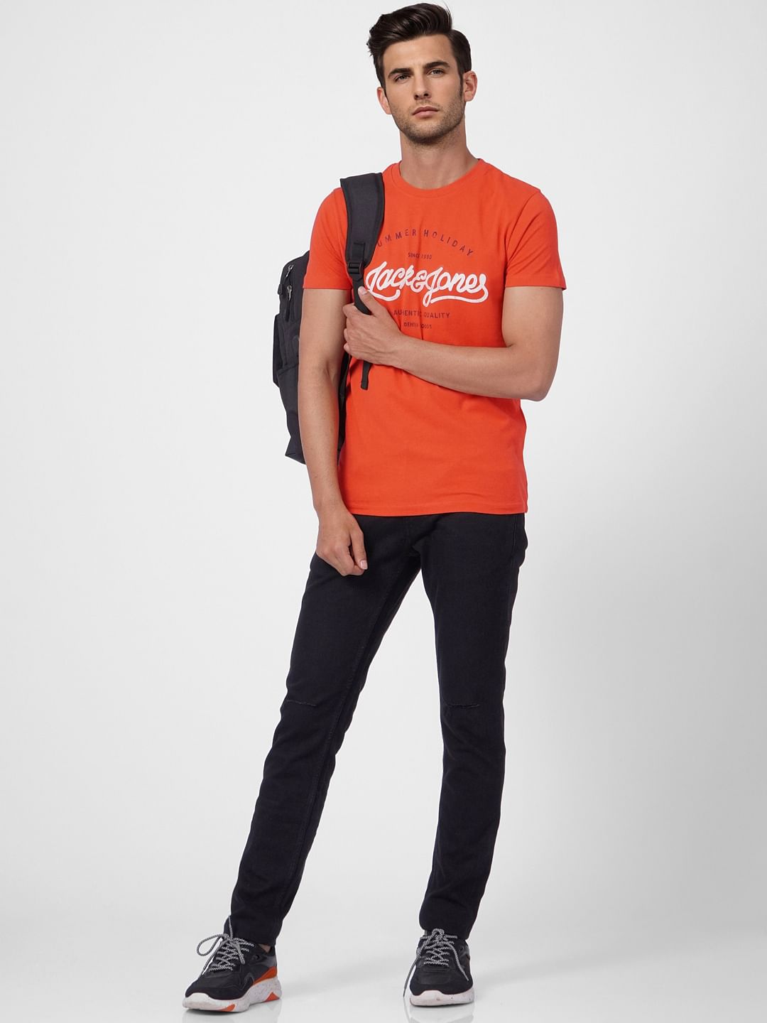 Red Logo Print Crew Neck T-shirt