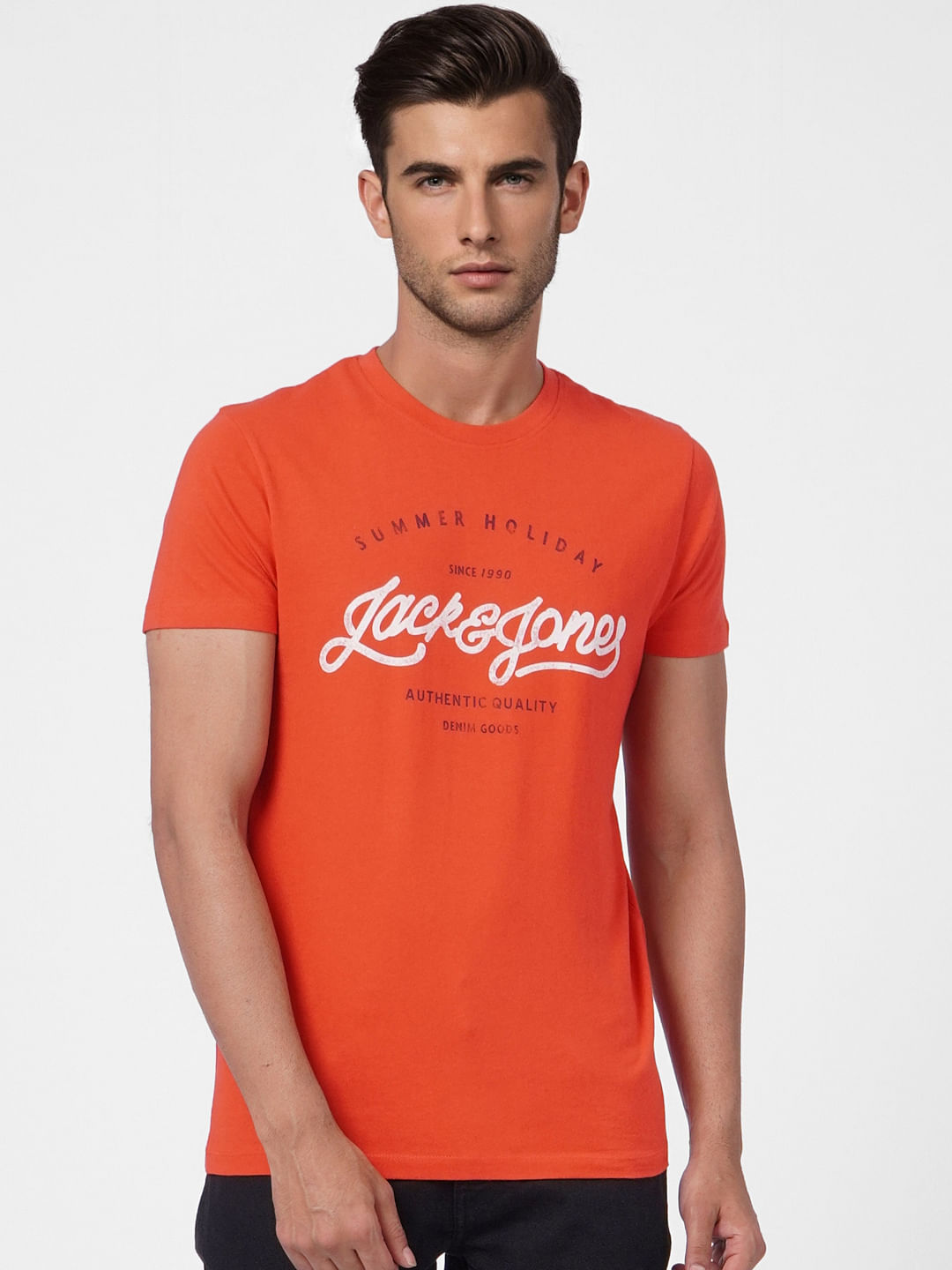 Red Logo Print Crew Neck T-shirt